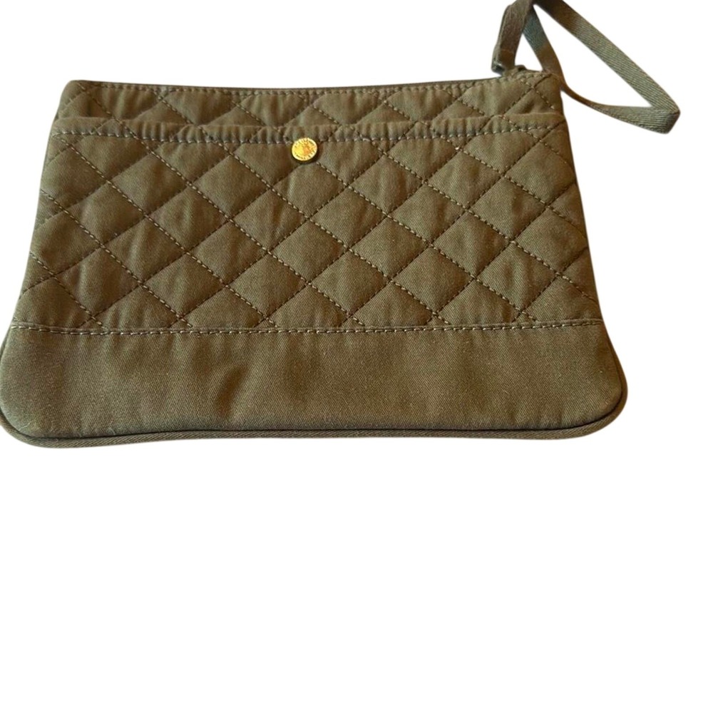 Lands End Olive green quilted clutch - Picture 3 of 8